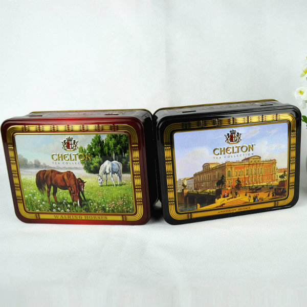 High Quality Rectangle Metal Tea Tin Box with Hinge, Tea Tin Box Manufacturer