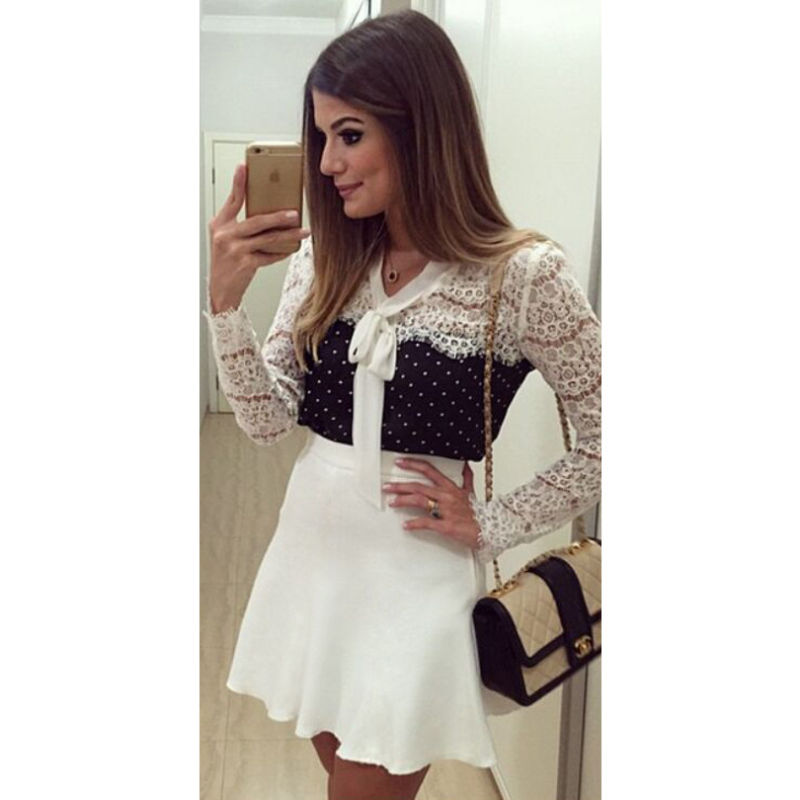 New Style Hot Classy European Lace White Splicing Dresses for Women