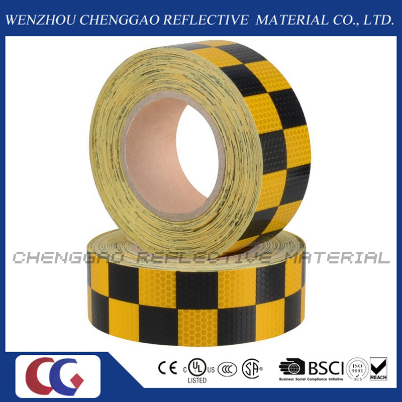 PVC Yellow and Black Chequer Reflective Safety Warning Tape (C3500-G)