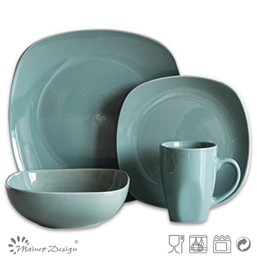 Blue Color Square Shape 16PCS Dinnerware Set