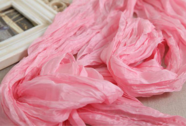 Women Pure Silk Solid Color Long Ruffle Scarf with Friges (SD260L)