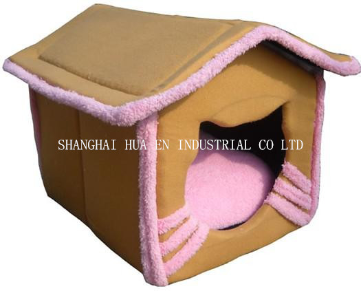 New Design Tent Shape Plush Dog House (HN-pH343)