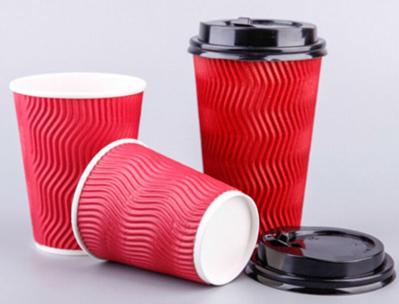 Disposable Hot Drinking Custom Logo Ripple Wall Paper Coffee Cup