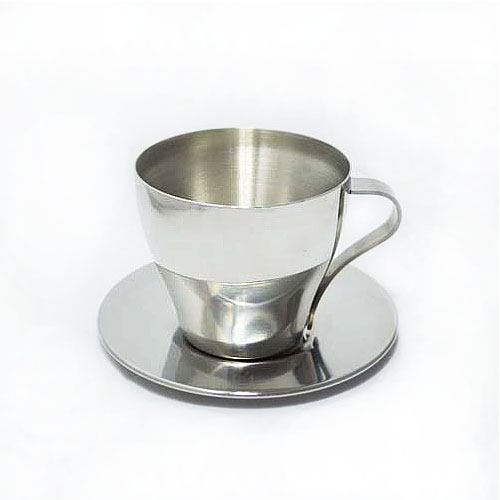 Metal Espresso Cup and Saucer Vacuum Coffee Cup Set