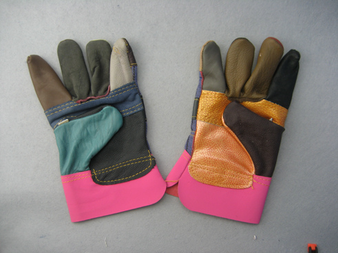 Rainbow Patched Palm Furniture Leather Work Gloves