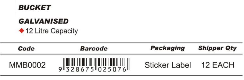 Bucket Steel Galvanised Multipurpose Standard Bucket