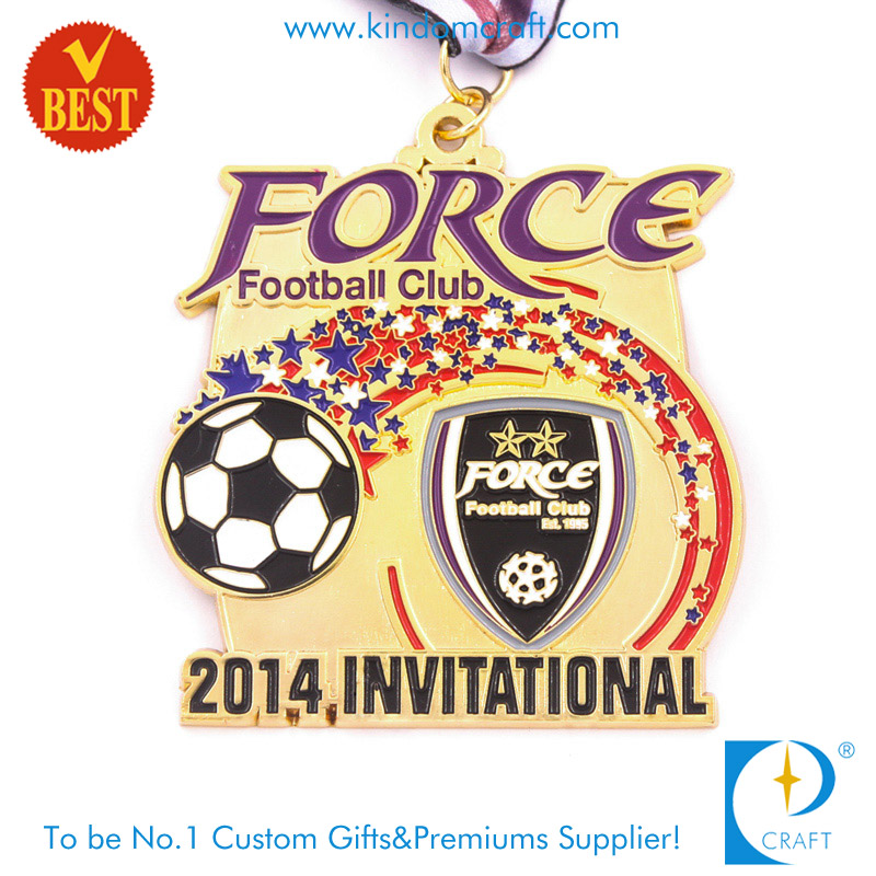 China Custom Wholesale Enamel Metal Medal for Football Invitational Match Yellow