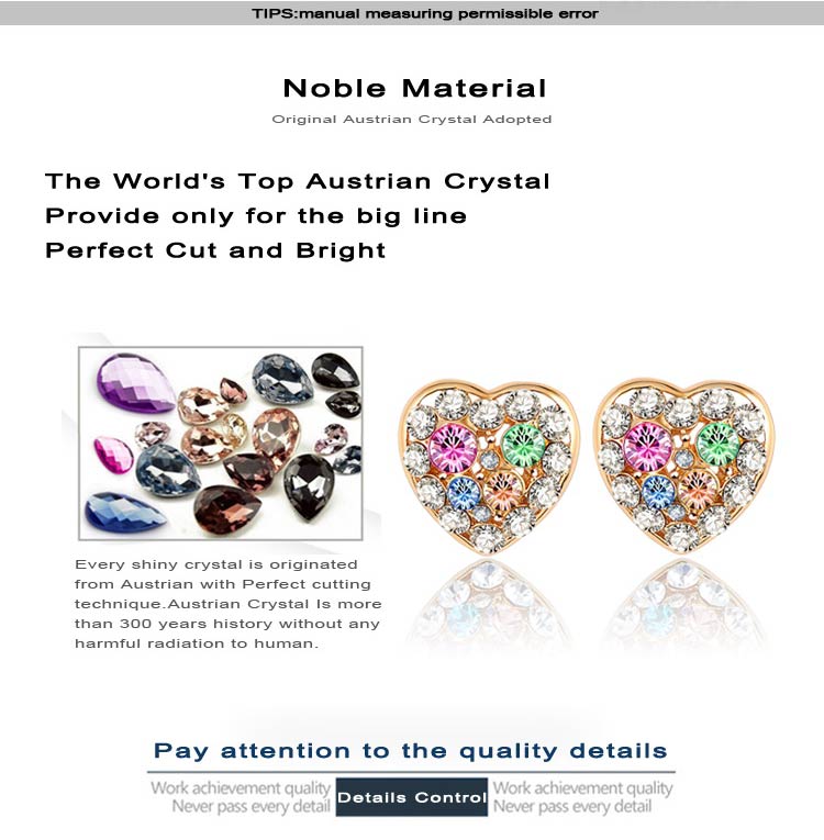 Swa Elements Crystal Heart Stud Earring for Women (ER0025-C)