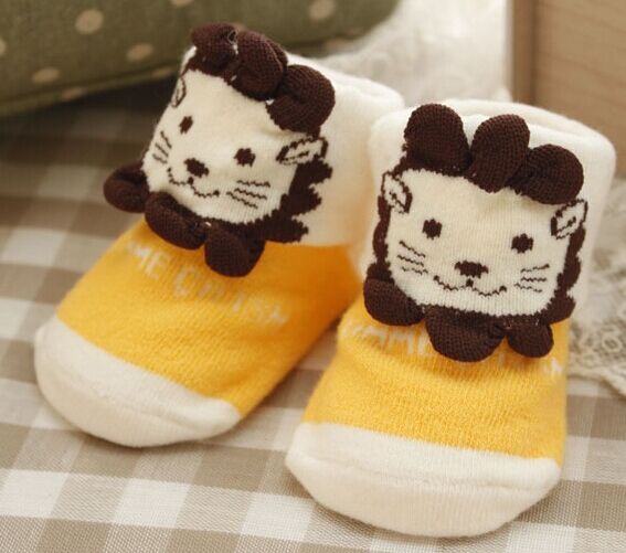 OEM Rubber Sole Anti - Slip Good Quality New Born Cartoon 3 D Baby Socks