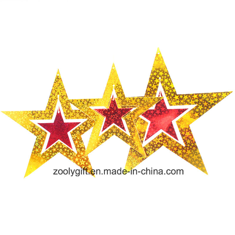 Laser Card Paper Set of Hanging Star Decoration / Hang Paper Star