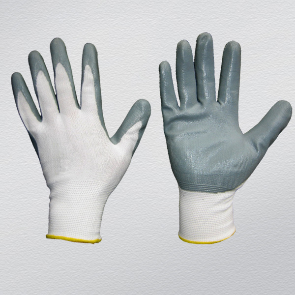 13G Polyester Liner, Grey Color Nitrile Coated Gloves (5029)