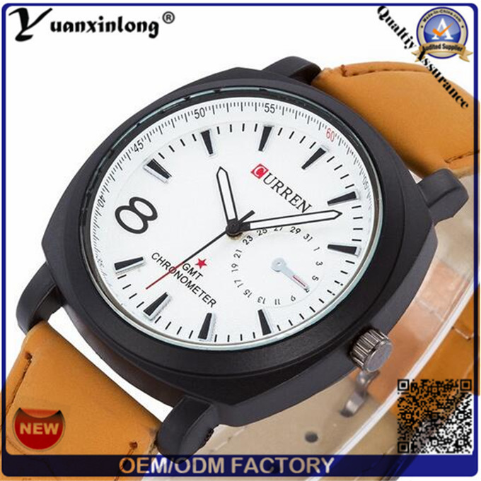 Yxl-692 Fashion Leather Strap Clocks Japan Movement Curren Watch for Men