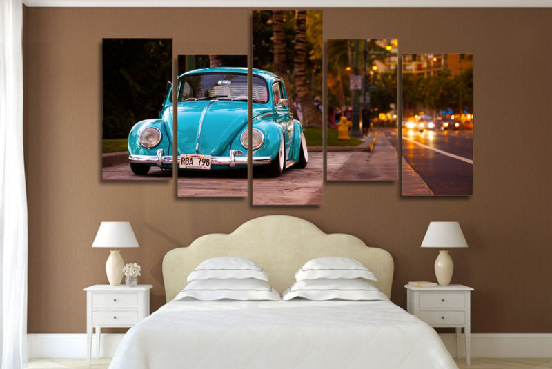 HD Printed Volkswagen Beetle Car Painting on Canvas Room Decoration Print Poster Picture Mc-038