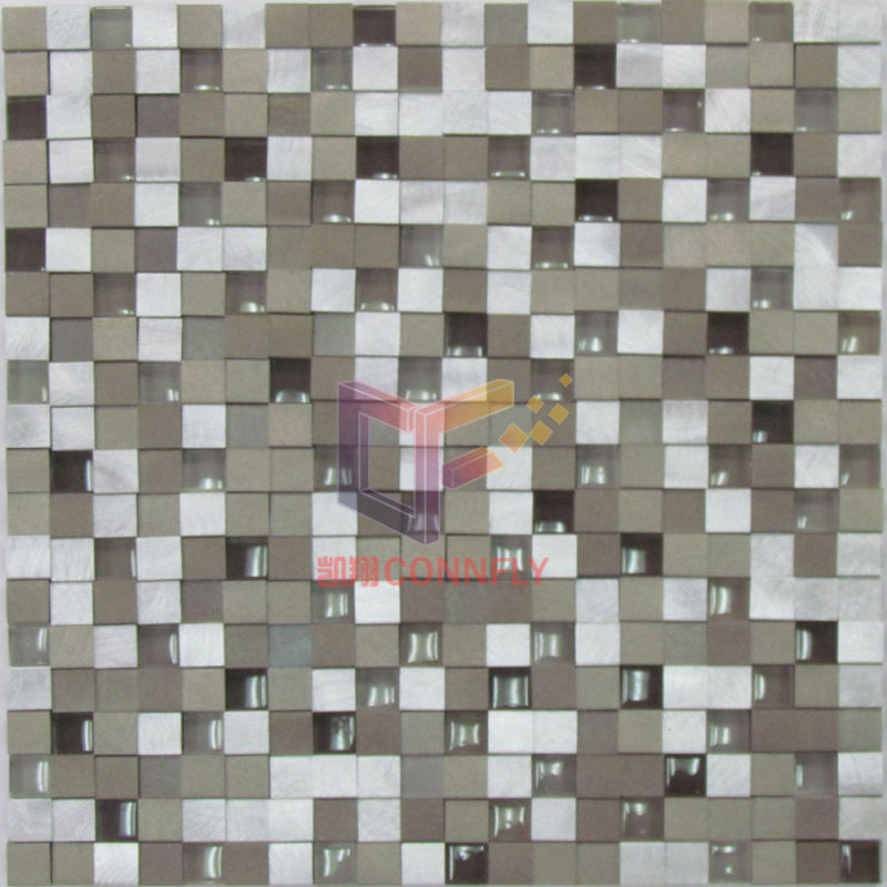 8mm and 10mm Thicknedd Mixed Glass Aluminium Mosaic (CFA28)