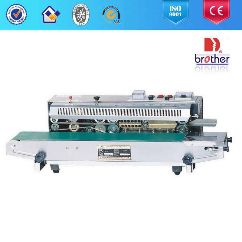 Horizontal Continuous Plastic Aluminum Foil Bag Heat Sealing Machine Band Sealer with Ink Wheel Code Printer