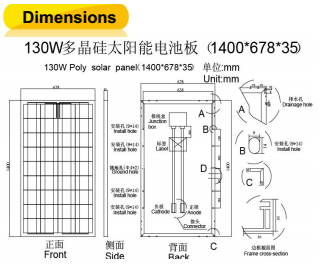 130W Solar Panel for Home System