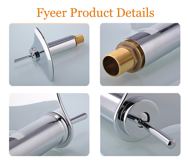 Fyeer Waterfall Crative Fan-Shaped Wide Spray Single Handle Bathroom Basin Faucet Water Mixer Tap