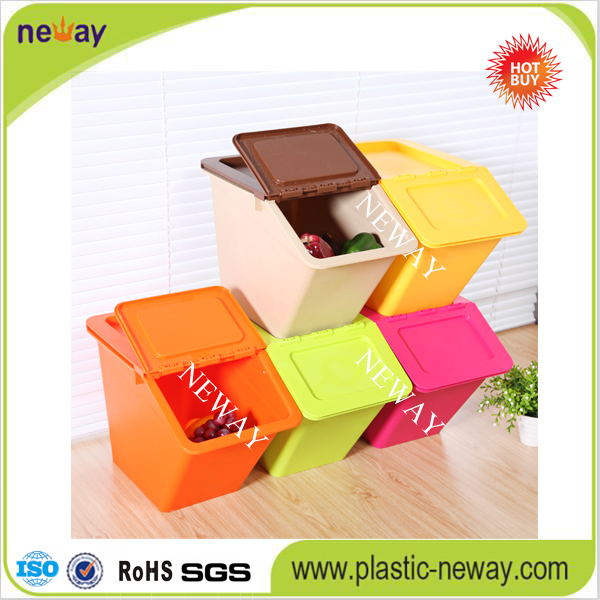 Small Size Stackable Plastic Storage Box with Swing Lid