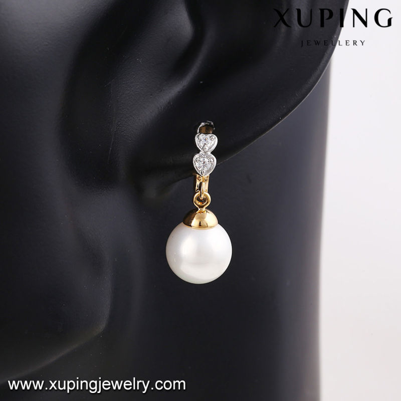 Fashion Nice Two-Stone Round CZ Pearl Jewelry Earring Huggies S 21221