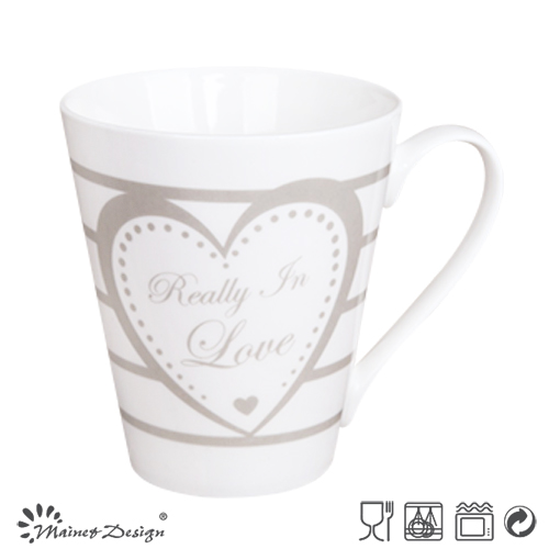 12oz V Shape Mug with Valentine Heart Decal