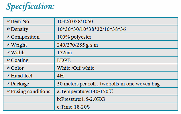 1032 Polyester Very Stiff Waistband Interlining