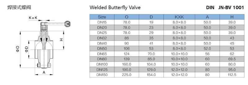 Stainless Steel Hygienic Manual Welded Butterfly Valve (JN-BV1001)