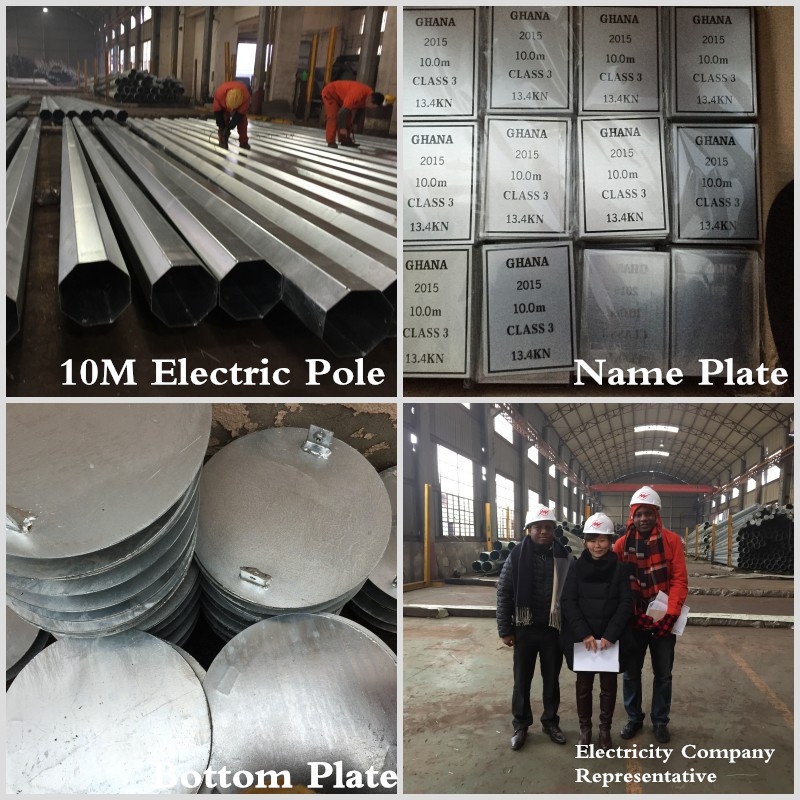 Galvanizaed Octagonal Transmission Line Steel Pole