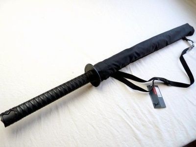 Auto Open Katana Shape Black Straight Umbrella (JS-040)