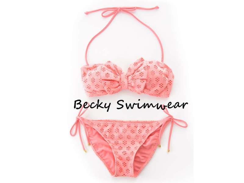 Sexy Girl's Swimwear Swimsuit with Bow and Lace