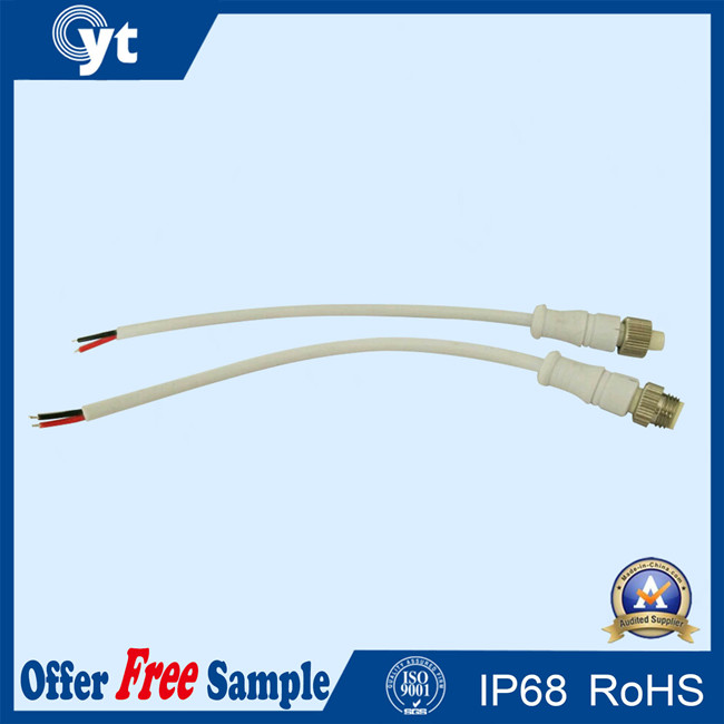 2-Pin White Male to Female Waterproof Cable with Matel