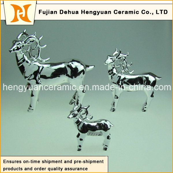 Ceramic Milu Deer Sculpture for Christmas Decor