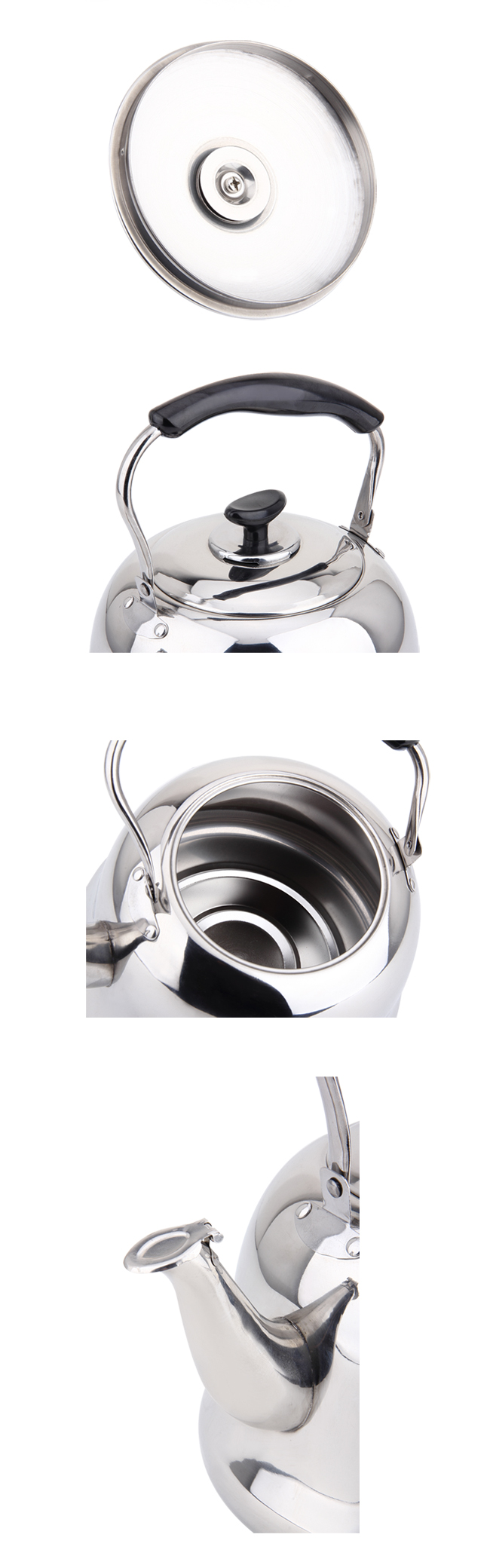 Popular Stainless Steel Water and Tea Kettle with Cool Black Handle