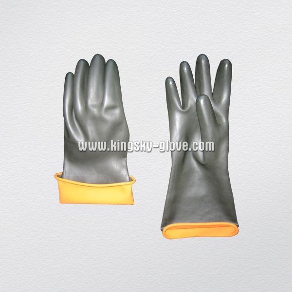 Double Color Smooth Finish Industrial Latex/Rubber Glove (5601)