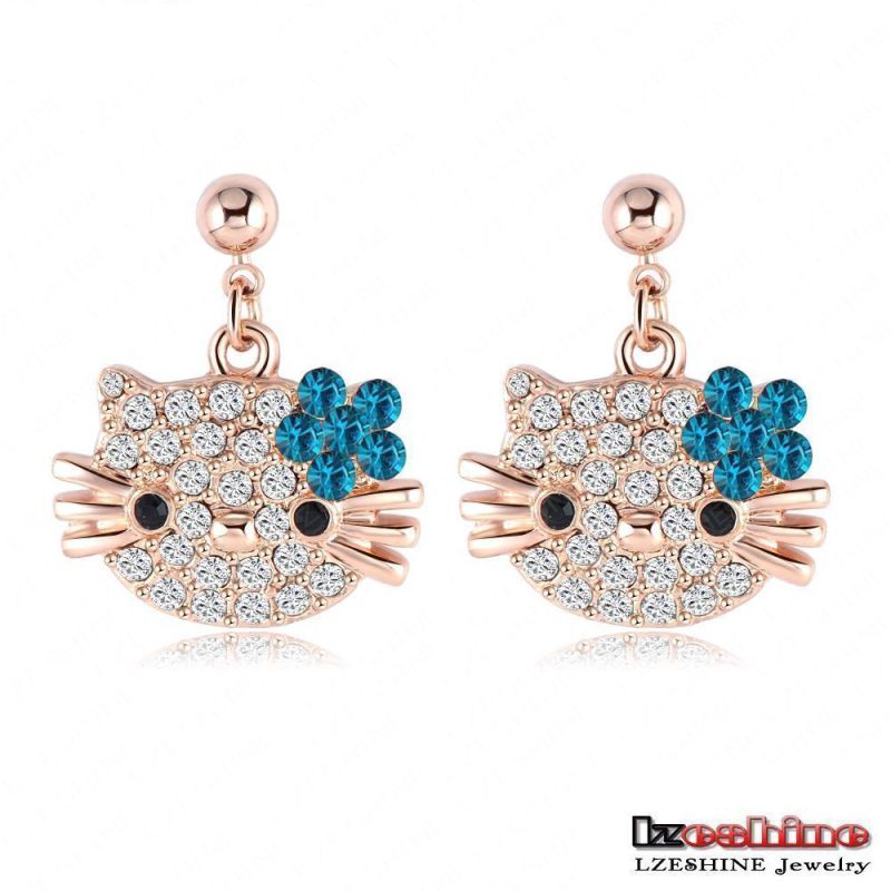 Cute CZ Crystal Cat Earrings for Girls 3colors (ER0109)