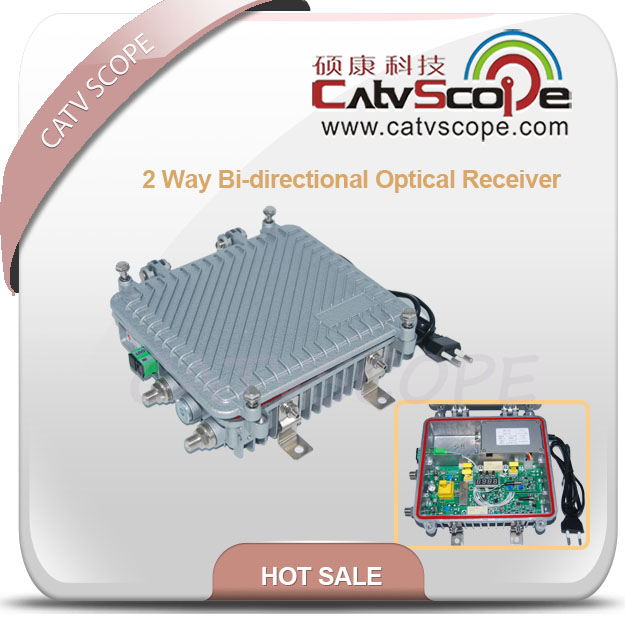 Outdoor 2 Way Output Bi-Directional Optical Receiver with AGC