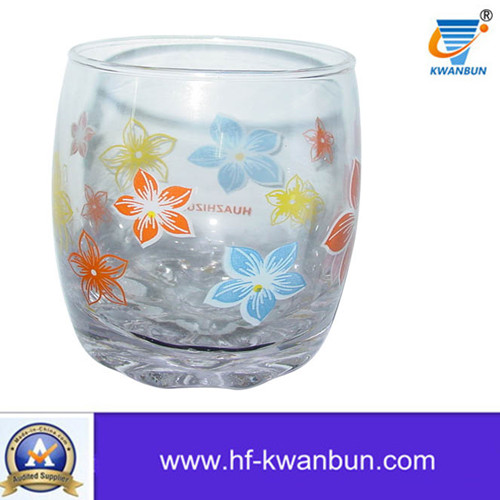 Glass Cup with Flower Design Decal Printed Beautiful Cup Kb-Hn0409