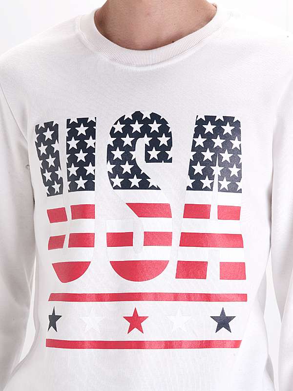 White Screen Printing Fashion Custom Cotton Long Sleeve Men T-Shirt