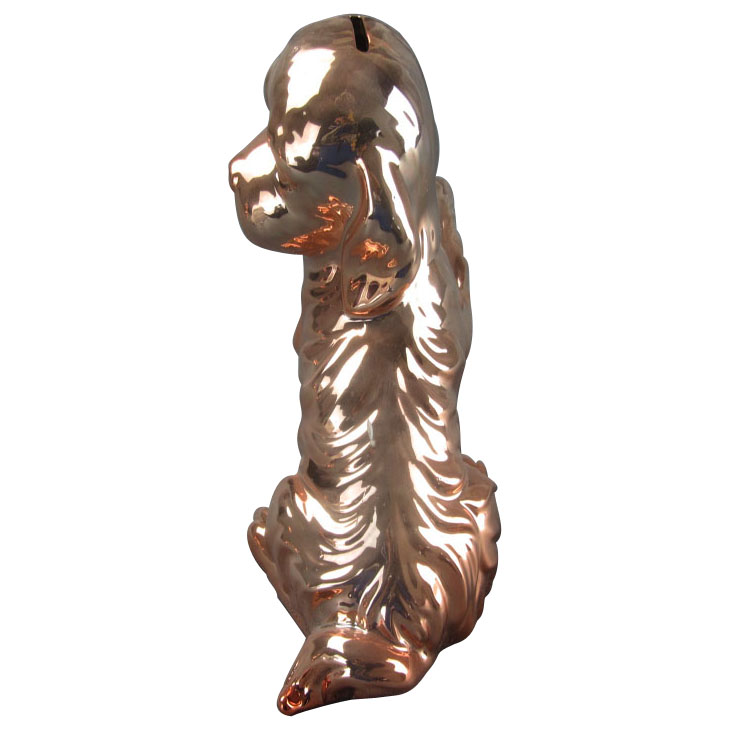 Plating Copper Dog Shape Ceramic Piggy Bank for Home Decoration