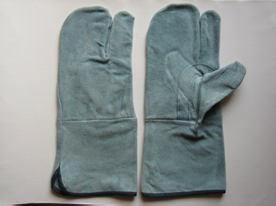 Cow Split Full Leather 3 Finger Welding Work Glove-6507