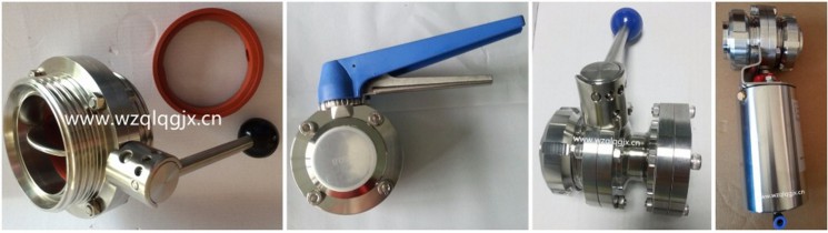 Food Grade Sanitary Stainless Steel Flanged Butterfly Valve with Union