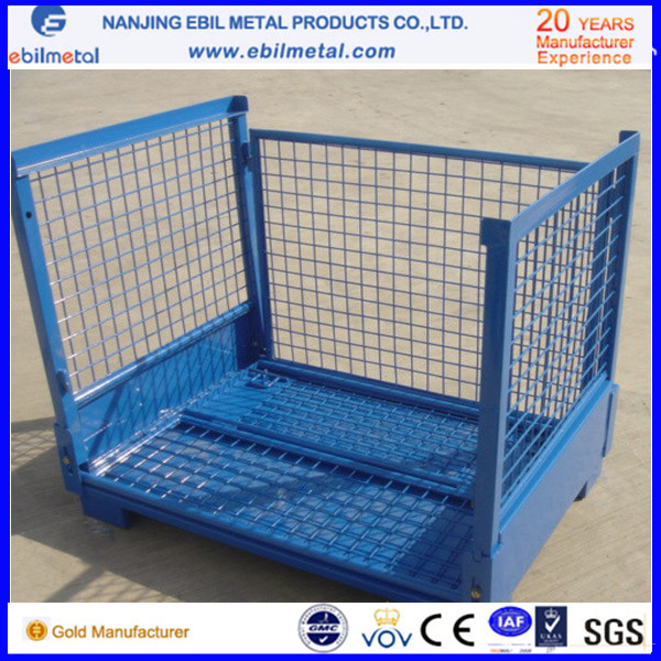 Foldable Stackable Galvanized Wire Steel Container for Warehouse Storage