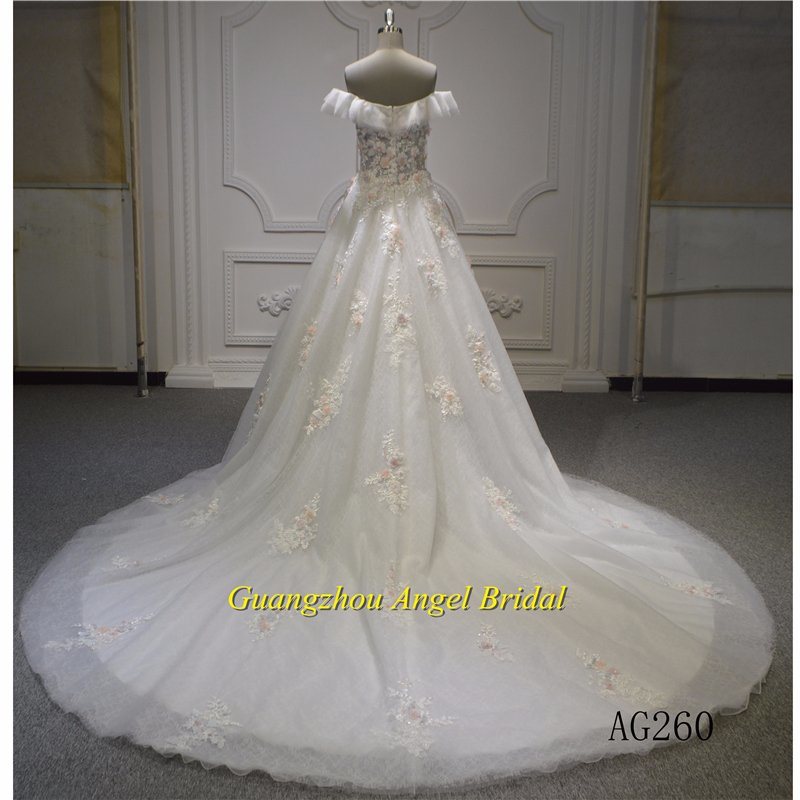 Factory Price off Shoulder Wedding Dress Bridal Gown