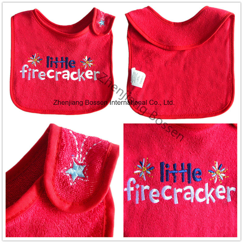 Custom Made Logo Embroidered Christmas Festival Celebration Promotional Customized Cotton Terry Baby Bibs Infant Bibs