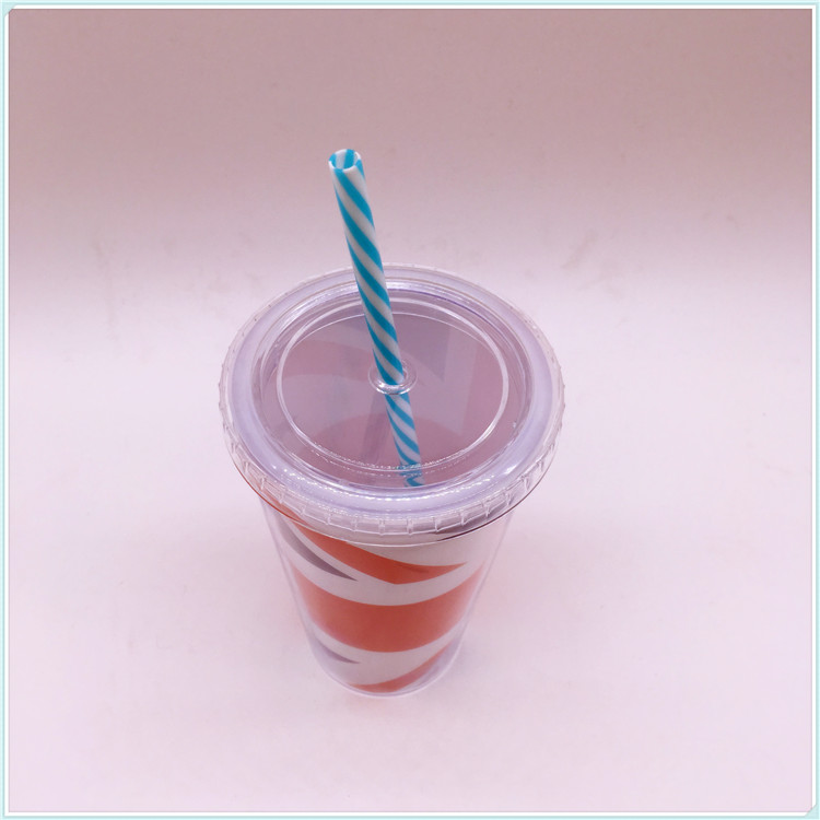 Newest Promotional Plastic Reusable Food Safe Coffee Travel Cup with Straw