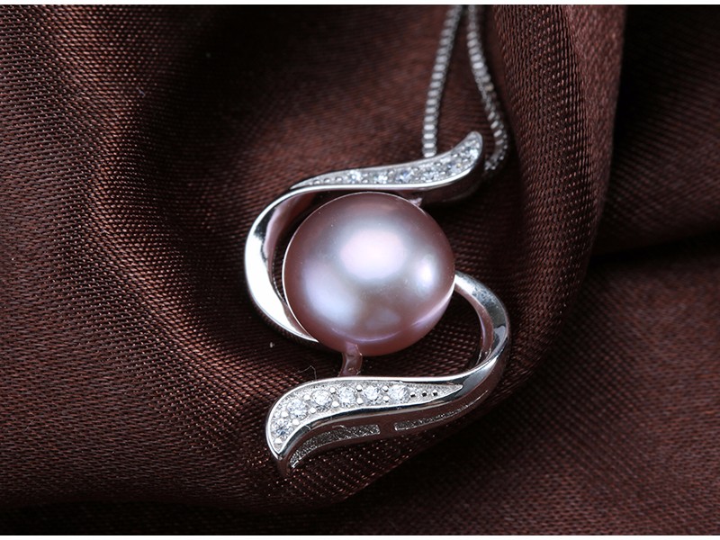 Freshwater Original Pearl Pendant AAA Bread Round 10-11mm 925 Silver Pearl Pendant Necklace