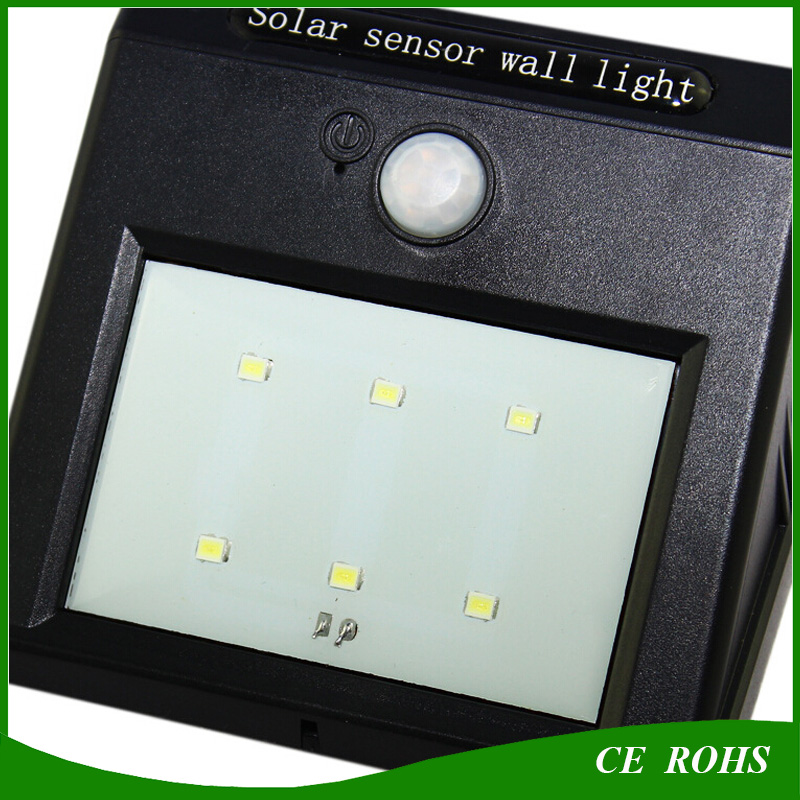 6 LED Wall Mounted Solar LED Garden Lighting with Multi Sensor Mode for Optional