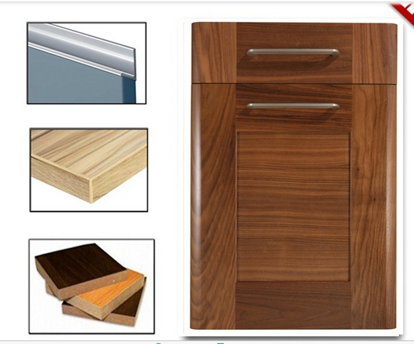 PVC MDF Kitchen Cabinet Doors   with Handle and Edge Banding (zhuv)