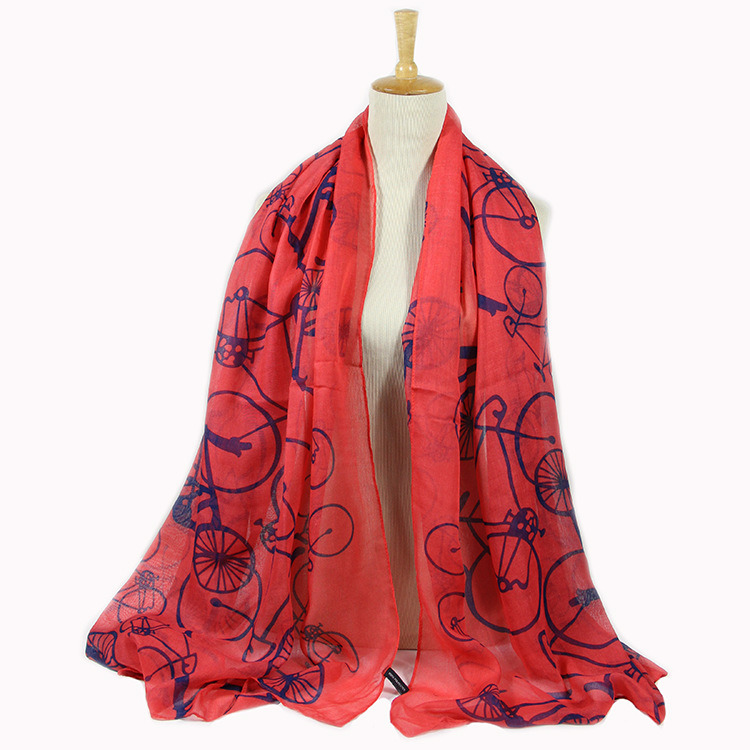 Women's Spring Summer Long Bicycle Printing Shawl Scarf (SW147)