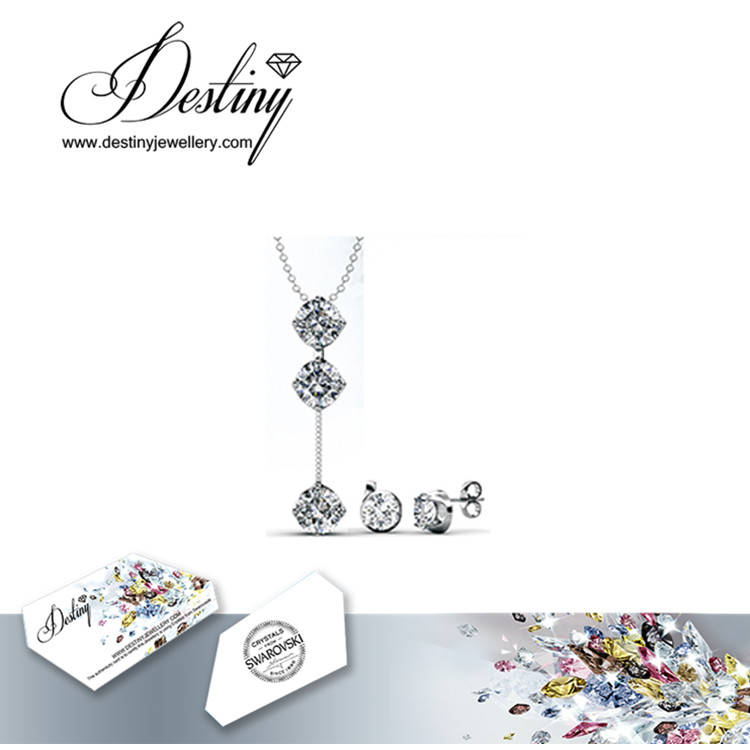 Destiny Jewellery Crystal From Swarovski Set Characteristic Pendant and Earrings