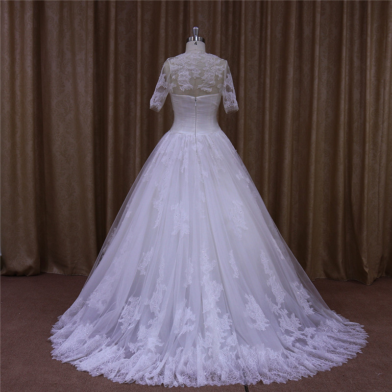 Detachable Jacket Lace Sequins Beaded Wedding Dresses